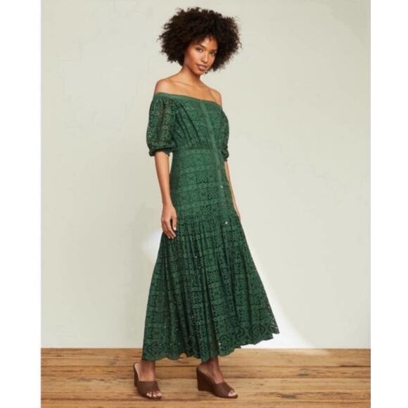 Veronica Beard Dresses & Skirts - Veronica Beard Green Eyelet Cali Maxi Dress - Size 0